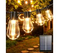AMZINPRO Solar Festoon Lights Outdoor, 10M/32.8FT Solar String Lights Outdoor Garden, Waterproof with 8 Modes, 16 Shatterproof Bulbs String Lights for Garden Patio Party, Wedding Decor