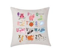 AMZKWY Educational Bedroom Nursery Gifts Animal Alphabet Colour Letters A-Z Cushion Cover Throw Pillow Cover Gift To Kid Family 45x45 cm Children Playroom Decorations (Letter O-Z)