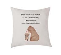 AMZKWY Funny Mum Gifts Mama Bear Cushion Cover Throw Pillow Cover 45x45cm, Birthday Anniversary Chirstmas Gift for Her (Thank You for Being My Mum)