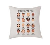 AMZKWY It Is Okay To Feel Mental Health Cushion Cover Throw Pillow Cover Classroom Decor Teacher Gifts for Classroom, Social Emotional Calming Corner 45x45cm (It is okay to feel)