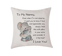 AMZKWY Nanny Gifts: Granddaughter & Grandson Cushion Cover & Throw Pillow Cover - Birthday Gift for Nanny, 45x45cm