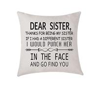 AMZKWY Sister Cushion Cover - Funny Sister Gifts for Birthdays - Cotton Linen Cushion Cover 45x45cm