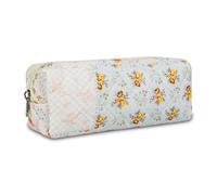 AMZMA Quilted Makeup Brush Bag, Travel Cosmetic Organizer Pouch for Brushes & Essentials, Small Cotton Floral Makeup Bag for Women Girls, Flower patchwork
