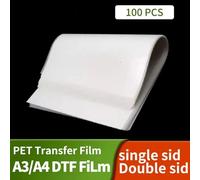 AMZMDGJK Transfer Film Paper 100 Sheets A4 A3 DTF Transparent Double-Sided Adhesive PET Film For DIY T-Shirt Bag Transfers(A3 100pcs Single Sid)