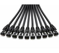 AmzNet CAT 8.1 Network Cable 0.5 m Black - Pack of 10, RJ45 LAN Patch Cable, 40 Gbit/s, 2000 MHz, F/FTP PiMF, LSZH, High Speed Gigabit Ethernet Cable
