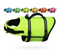 AMZNOVA Rip Stop Dog Life Jacket, Dog Buoyancy Aid for Swimming & Boating, Lightweight & Buoyancy for Doggy, Life Vest with Handle, L, Bright Yellow