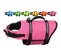 AMZNOVA Rip Stop Dog Life Jacket, Dog Buoyancy Aid for Swimming & Boating, Reflective & Buoyancy for Doggy, Life Vest with Handle, XL, Pink