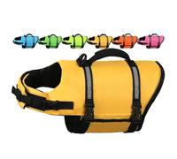 AMZNOVA Rip Stop Dog Life Jacket Dog Life Vest for Boating Pet Float Vest Doggy Swimming Water Jacket Lifejacket Swim Lifejacket for Kayaking Buoyance Handle Reflective Pfd XL Yellow