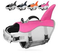 AMZNOVA Shark Dog Life Jacket, Buoyancy Aid with Handle, Dog Life Vest for Swimming & Boating, Ripstop & Buoyancy for Doggy, XL, Pink