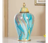 AMZOAKUD Ceramic Vase, Modern Vase Decorative Porcelain Vases Ceramic Blue Ginger Jar Table Floral Pot Hand Painted Flower Vase Decorative Artwork for Home Decor Wedding