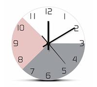 AMZOC 12 Inch Silent Wall Clock Non Ticking Pink Grey White Modern Design Printed Wall Clock For Bedroom Simple Design Minimalist Wall Art Multi Colors Silent Quartz Clock