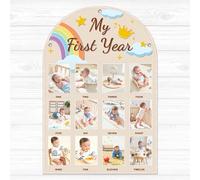 amzoya My First Year Photo Pocket Chart,Babys First Year 4 X 6 Inch Photo Board 12 Monthly Milestone, Birthday Nursery Wall Decor,Baby Keepsake Gift