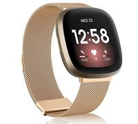 Amzpas Band Compatible with Fitbit Versa 4 / Fitbit Sense 2 & Fitbit Versa 3 / Fitbit Sense Band for Women Men, Adjustable Stainless Steel Mesh Loop Magnetic Replacement Strap for Fitbit Versa 4