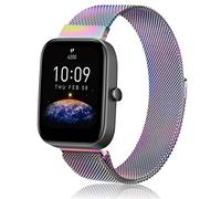 Amzpas Metal Bands for Amazfit Bip U Pro/ Bip U/ Bip 3 Pro/ Bip 3/ Bip S / Bip S Lite/ Bip Lite, 20mm Adjustable Stainless Steel Replacement Strap with Magnetic Buckle, Breathable Quick-Release