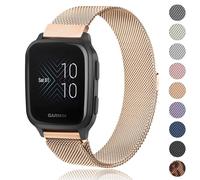 Amzpas Metal Strap for Amazfit GTS 4 Mini/GTS 3/GTS 2/GTS 2 Mini Strap, 20mm Stainless Steel Bracelet for Amazfit GTS 4 Replacement Band with Enhanced Magnet (Rose gold)