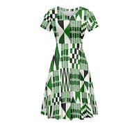AmzPrint Kente African Ethnic Tribal Print Short Dress for Women Plus Size Colorful Bright Triangle Geometric Dress, Kente Tribal Fabric, XL