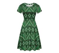 AmzPrint Kente African Ethnic Tribal Print Short Dress for Women Plus Size Colorful Bright Triangle Geometric Dress, Island Tribal Print, 3XL