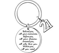AMZQ Birthday Gifts Keyring Presents for Boys Girls her him Inspirational Birthday Gifts for Daughter Son Granddaughter Grandson,Behind You All Your Memories (21st)