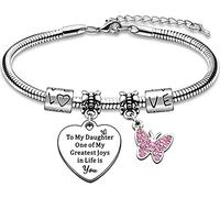 AMZQ Daughter Bracelet Gifts Crystal Butterfly Gift from Mun Dad，Daughter Birthday Gifts -One of My Greatest Joys In Life Is You