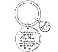 AMZQ Funny Step Dad Gifts Step Dad Fathers Day Gift Birthday Christmas Keyring Present