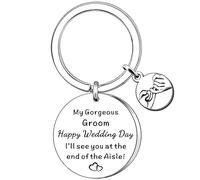 AMZQ Groom Gifts Wedding Day Gifts from Bride Engagement Wedding Gift for Husband Husband to Be Gift To My Gorgeous Groom Present I'll See You at The End of The Aisle Keyring