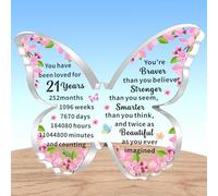 AMZQ Inspirational 21st Birthday Gifts for her Transparent Butterfly Shape Acrylic Birthday Present Ideas for 21 Year Old Girl