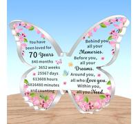 AMZQ Inspirational 70th Birthday Gifts for Women Transparent Butterfly Shape Acrylic Birthday Present Ideas for 70 Year Old Woman