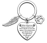 AMZQ Pet Memorial Gifts Loss of Pet Memorial Keyring Sympathy Gifts Memory of Family Dog Cat Remembrance Present for Pet Dog Cat Lover Memorial Keyring Angel with Paws