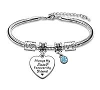 AMZQ Sister Bracelet Sister Birthday Gifts Sister Gifts from Sister Blue Crystal Presents Always My Sister Forever My Friend