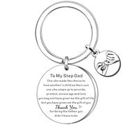 AMZQ Step Dad Gifts Stepped up dad keyring Christmas Father's Day Birthday Gift for Stepdad Bonus Dad Keyring Present