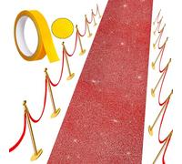 AMZQNART Carpet Runner Runway Rug, Glitter Red Carpet Runner 55 GSM Thickness (2.46 x 17Feet) for Wedding Party Hallway Rug, Christmas Xmas Thanksgiving