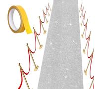 AMZQNART Carpet Runner Runway Rug, Glitter Silver Carpet Runner 55 GSM Thickness (2.46 x 17Feet) for Wedding Party Hallway Rug, Christmas Xmas Thanksgiving