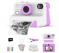 AMZSA Now Kids Camera Instant Print, 1080P Video, Children Christmas Birthday Gifts for Girls Age 3-12, Toddler Print Digital Camera Toy for 4 5 6 7 8 9 10 11 Years Old with 32GB Card,6 pens