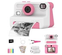 AMZSA Now Kids Camera Instant Print, 1080P Video, Children Christmas Birthday Gifts for Girls Age 3-12, Toddler Print Digital Camera Toy for 4 5 6 7 8 9 10 11 Years Old with 32GB Card,6 pens