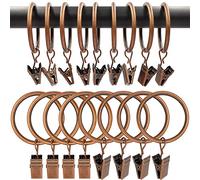 AMZSEVEN 100 Pack Metal Curtain Rings with Clips, Drapery Clips Hooks, Decorative Curtain Rod Clips 1.5 in Interior Diameter, Antique Copper