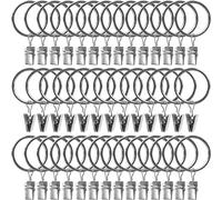 AMZSEVEN 40 Pack Curtain Rings with Clips, Drapery Clips with Rings, Drapes Rings 1.26 in Interior Diameter, Fits up to 1 Inch Curtain Rod, Silver