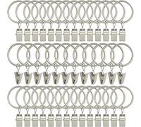 AMZSEVEN 40 Pack Curtain Rings with Clips, Matte Silver, Fits up to 1 in Curtain Rod