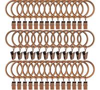 AMZSEVEN 40 Pack Metal Curtain Rings with Clips, Drapery Clips Hooks, Decorative Curtain Rod Clips 1.5 in Interior Diameter, Antique Copper