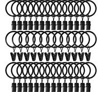 AMZSEVEN 40PCS Curtain Rings with Clips, Strong Drapery Clips Hooks on Tension Rod Bracket, 1.26 Inch Interior Diameter Metal Eyelets Decorative Drapes Window Hangers, Vintage Black