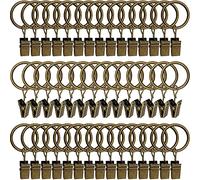 AMZSEVEN 44 Pack Metal Curtain Rings with Clips, Drapery Clips with Rings, Drapes Rings 1 in I D, Fits Diameter 6/8 in Curtain Rod, Vintage Bronze