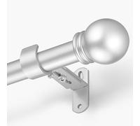 AMZSEVEN Curtain Rods for Windows 16 to 120 Inches, Curtain Rod Max Adjustable Length of 132 IN, 6/8" Diameter Drapery Rods Round Finials, Satin Silver, Pack of 1