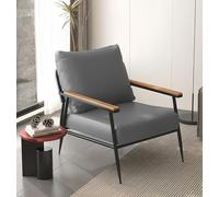 AMZSEW Armchair leather Accent chair Sofa Chair Modern Lounge Chair with Backrest Pillow Wooden armrest Metal Frame Comfy Seat/for Living Room/Bedroom/Home office,grey