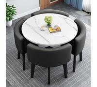 AMZSEW Dining Table And 4 Chairs Set, Kitchen Breakfast BarTable And Chair 5pcs, Modern Conference Table Set, Space-Saving Furniture Office Conference Tables 4 Seaters,White