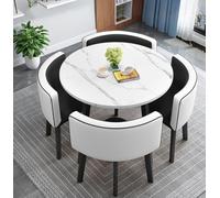 AMZSEW Dining Table And 4 Chairs Set, Kitchen Breakfast BarTable And Chair 5pcs, Modern Conference Table Set, Space-Saving Furniture Office Conference Tables 4 Seaters,Black