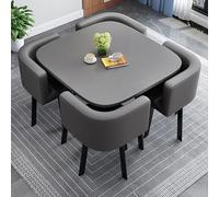 AMZSEW Dining Table And 4 Chairs Set, Kitchen Breakfast BarTable And Chair 5pcs, Modern Conference Table Set, Space-Saving Furniture Office Conference Tables 4 Seaters (80CMGRAY)