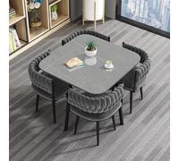 AMZSEW Dining Table and Chairs Set 4, Faux Marble Tabletop with 4 Upholstered Velvet Chairs, Kitchen Table Set for Apartment, for Dining Room,Living Room,Office, Kitchen, Reception,Grey