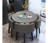 AMZSEW Kitchen Dining Table and Chairs Set 4,Modern Breakfast Bar Table And Chair- Dining Room Sets Back Faux Leather Chair, for Small Spaces Coffee Kitchen meeting table (Grey 90cm)