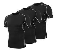 AMZSPORT Men's Compression Shirt Short Sleeve Functional Shirt Quick Drying Fitness Top - Black - Small
