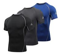 AMZSPORT Men's Compression Top Short Sleeve Sports T-Shirts Base Layer, M
