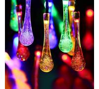 AMZSTAR Solar String Light Outdoor Waterproof Solar Drop Lights,Water Drop Fairy Lights 13ft 20LEDs Solar Light with 8 Modes Solar Party Lights for Garden,Christmas Decorations (Multicolor)